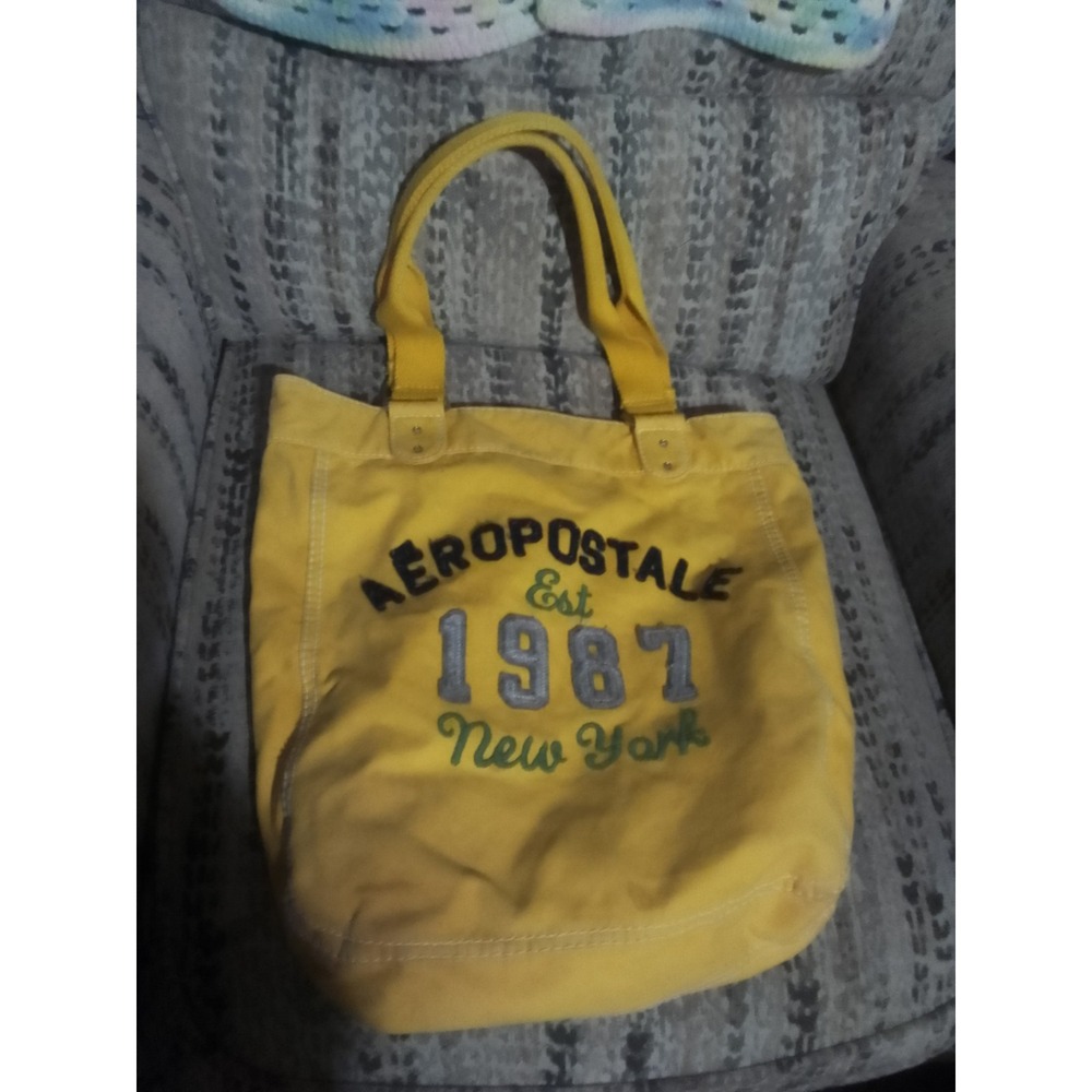 Woman's Yellow Aeropostal 1987 New‎ York Canvas Tote Bag 16" X 15"